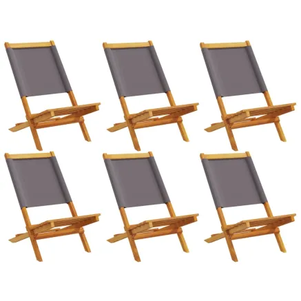 Chaises de jardin pliantes lot de 6 tissu et bois massif 2