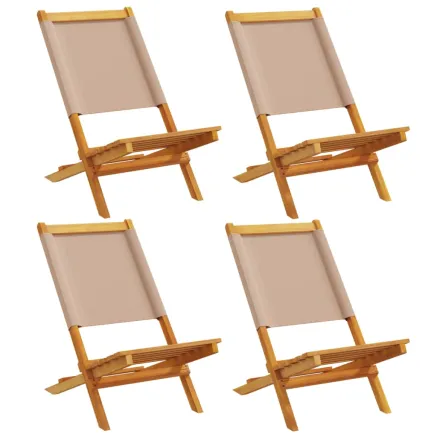 Chaises de jardin pliantes lot de 4 taupe tissu et bois massif 2