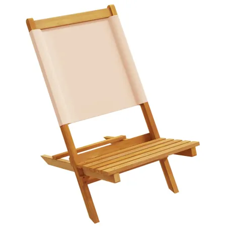Chaises de jardin pliantes lot de 4 beige tissu et bois massif