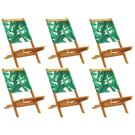 Chaises de jardin pliantes lot de 6 vert tissu et bois massif 2