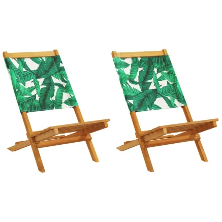 Chaises de jardin pliantes lot de 8 vert tissu et bois massif 2