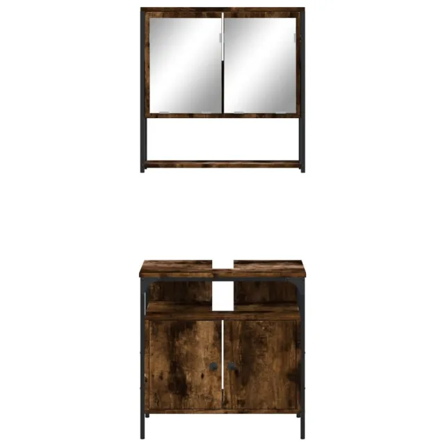 Ensemble de meubles de salle de bain 2 pcs Chêne fumé