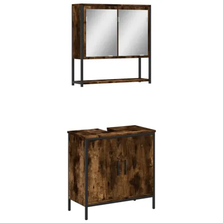 Ensemble de meubles de salle de bain 2 pcs Chêne fumé 2