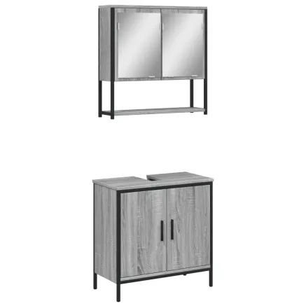 Ensemble de meubles de salle de bain 2 pcs Sonoma gris 2
