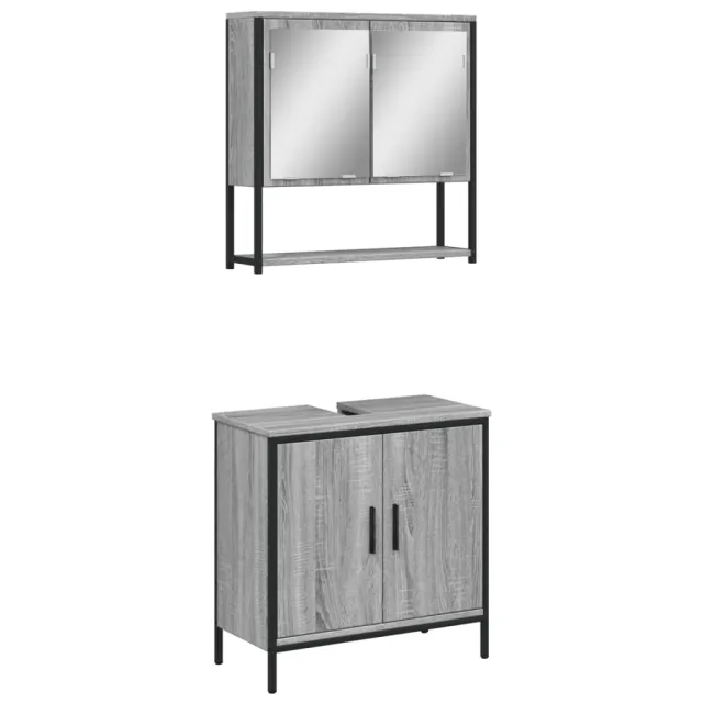 Ensemble de meubles de salle de bain 2 pcs Sonoma gris