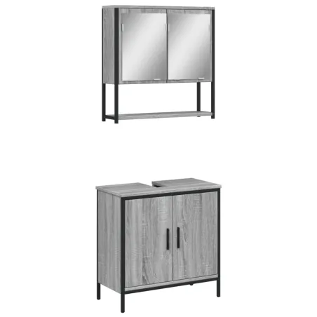 Ensemble de meubles de salle de bain 2 pcs Sonoma gris