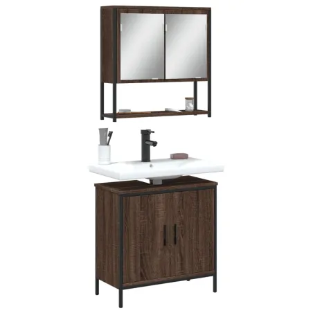 Ensemble de meubles de salle de bain 2 pcs Chêne marron