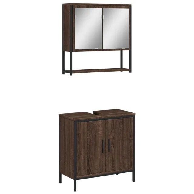 Ensemble de meubles de salle de bain 2 pcs Chêne marron