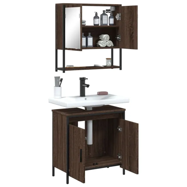 Ensemble de meubles de salle de bain 2 pcs Chêne marron