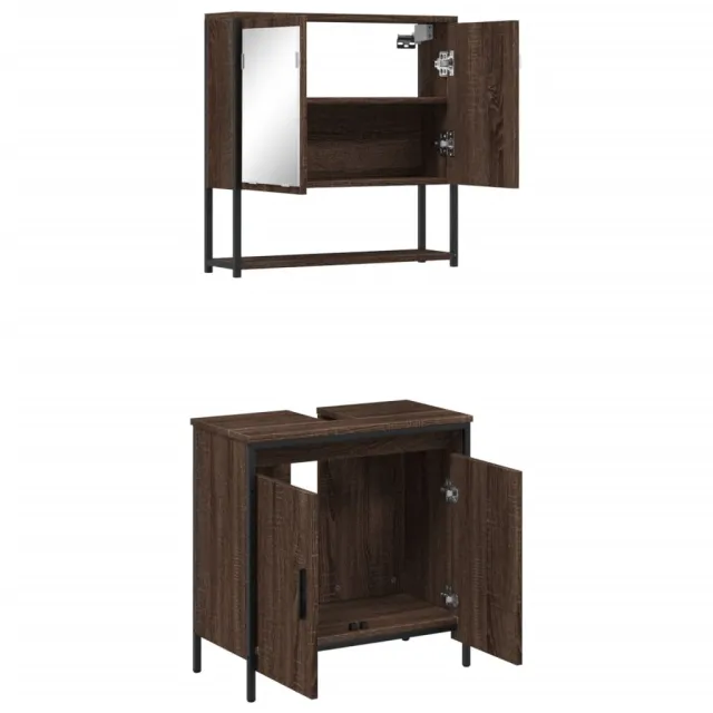 Ensemble de meubles de salle de bain 2 pcs Chêne marron
