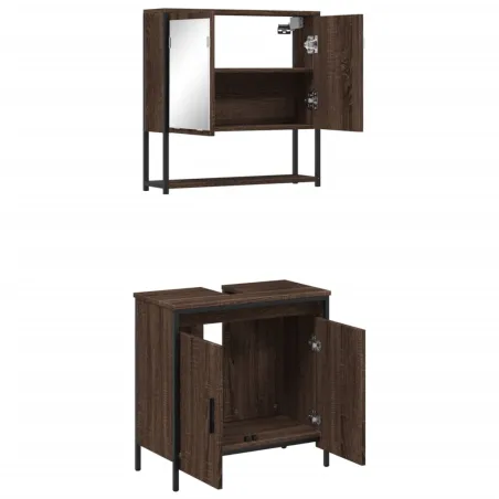 Ensemble de meubles de salle de bain 2 pcs Chêne marron