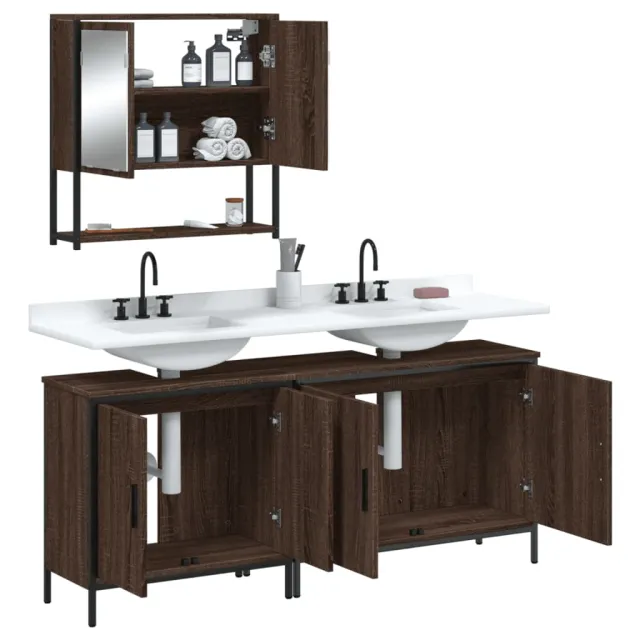 Ensemble de meubles de salle de bain 3 pcs Chêne marron