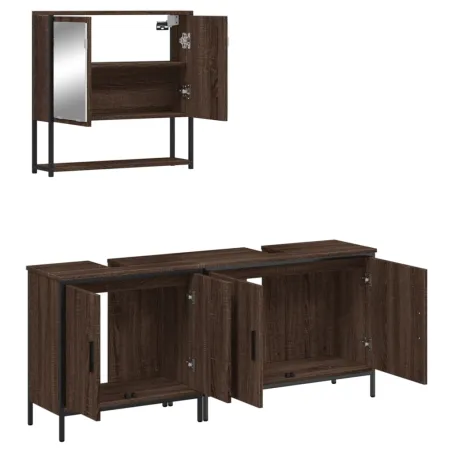 Ensemble de meubles de salle de bain 3 pcs Chêne marron
