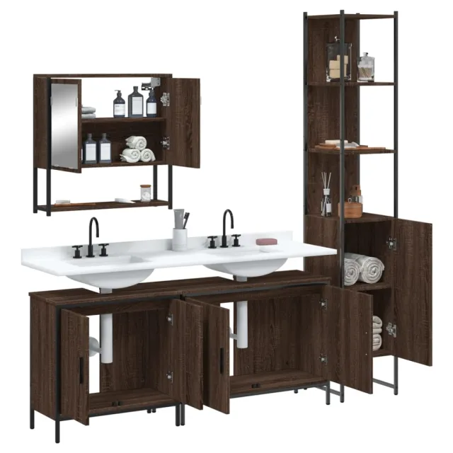 Ensemble de meubles de salle de bain 4 pcs Chêne marron