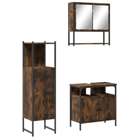 Ensemble de meubles de salle de bain 3 pcs Chêne fumé
