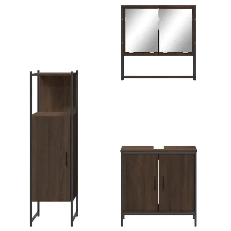 Ensemble de meubles de salle de bain 3 pcs Chêne marron