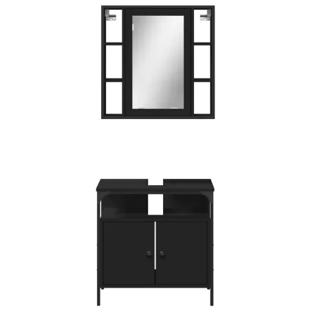 Ensemble de meubles salle de bain 2 pcs noir bois d'ingénierie