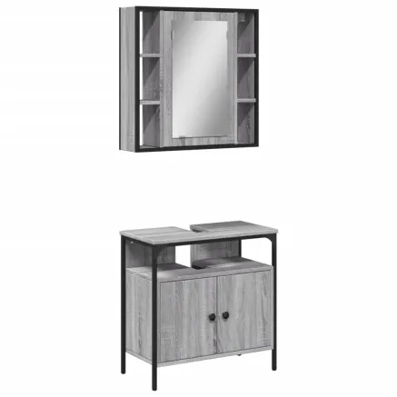 Ensemble de meubles de salle de bain 2 pcs Sonoma gris 2