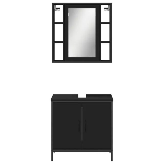 Ensemble de meubles salle de bain 2 pcs noir bois d'ingénierie