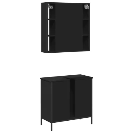 Ensemble de meubles salle de bain 2 pcs noir bois d'ingénierie