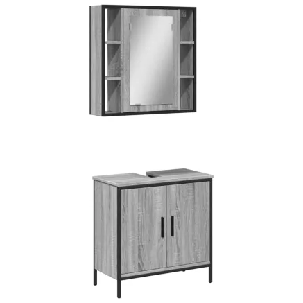 Ensemble de meubles de salle de bain 2 pcs Sonoma gris 2