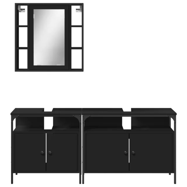 Ensemble d'armoires salle de bain 3 pcs noir bois d'ingénierie