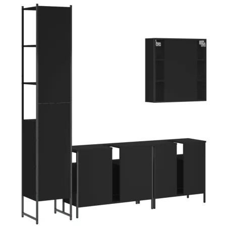 Ensemble d’armoires salle de bain 4 pcs noir bois d'ingénierie