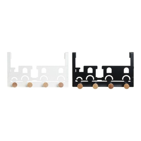Kapstok voor deur DKD Home Decor 8424001835546 Trein Wit Zwart Metaal