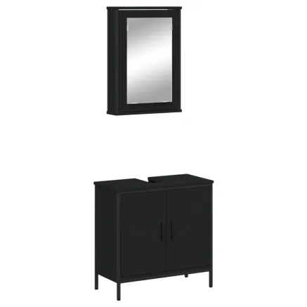 Ensemble de meubles salle de bain 2 pcs noir bois d'ingénierie 2