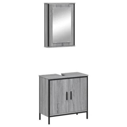 Ensemble de meubles de salle de bain 2 pcs Sonoma gris 2