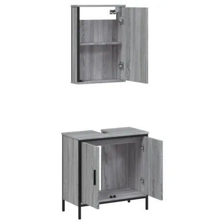 Ensemble de meubles de salle de bain 2 pcs Sonoma gris
