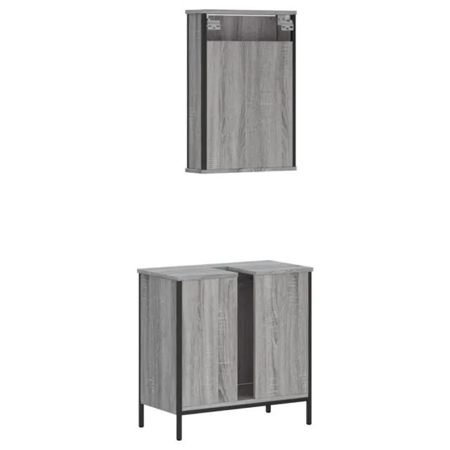 Ensemble de meubles de salle de bain 2 pcs Sonoma gris
