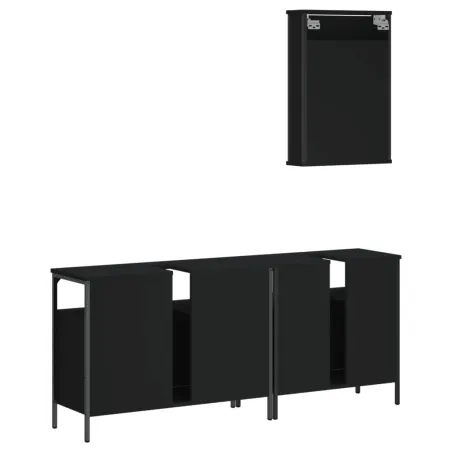 Ensemble de meubles salle de bain 3 pcs noir bois d'ingénierie