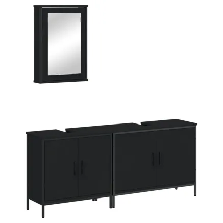Ensemble de meubles salle de bain 3 pcs noir bois d'ingénierie 2