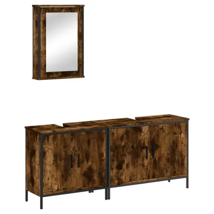 Ensemble de meubles de salle de bain 3 pcs Chêne fumé 2