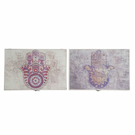 Sleutelkastje DKD Home Decor Beige Grijs Canvas Hout MDF 2 Stuks 46,5