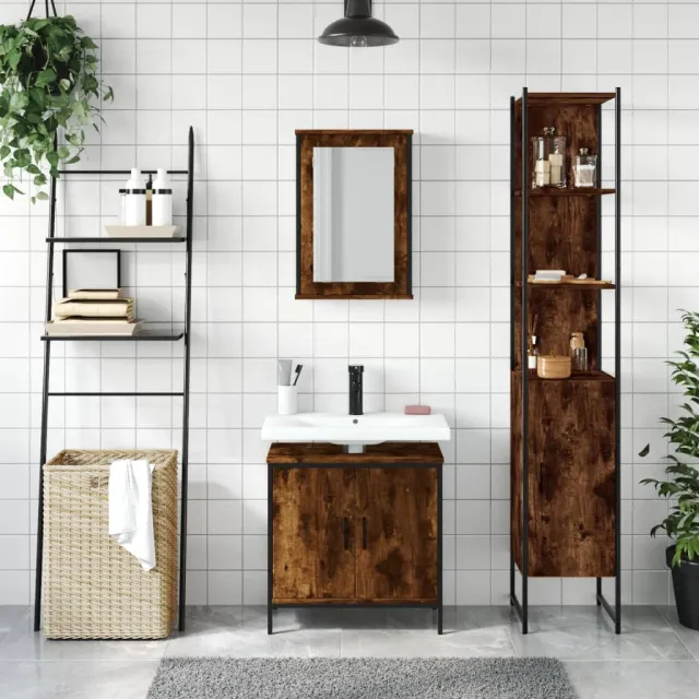 Ensemble de meubles de salle de bain 3 pcs Chêne fumé