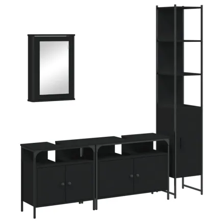 Ensemble de meubles salle de bain 4 pcs noir bois d'ingénierie 2