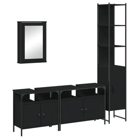 Ensemble de meubles salle de bain 4 pcs noir bois d'ingénierie