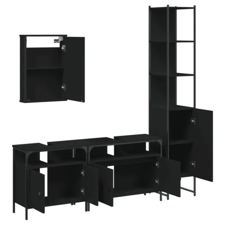 Ensemble de meubles salle de bain 4 pcs noir bois d'ingénierie