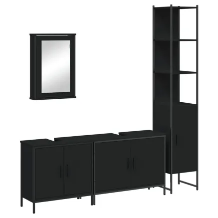 Ensemble de meubles salle de bain 4 pcs noir bois d'ingénierie 2