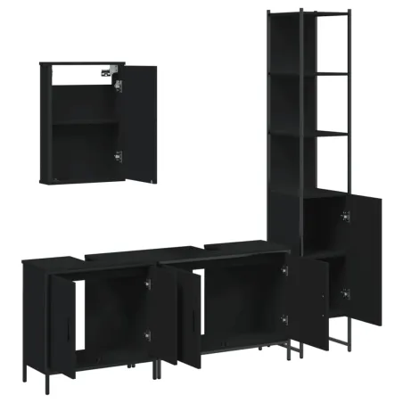 Ensemble de meubles salle de bain 4 pcs noir bois d'ingénierie