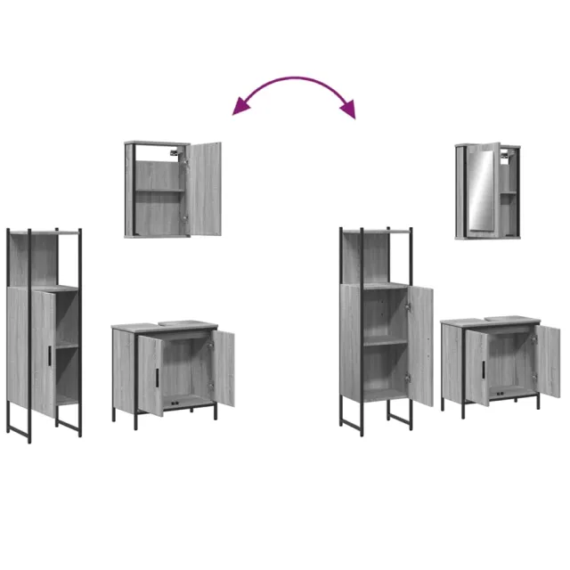 Ensemble de meubles de salle de bain 3 pcs Sonoma gris