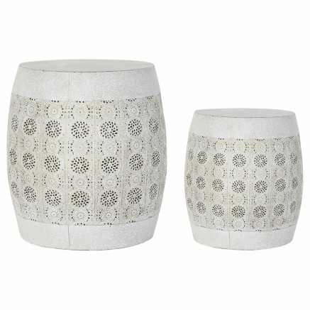Bijzettafel DKD Home Decor Wit Multicolour Gouden Metaal 40 x 40 x 42