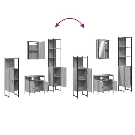 Ensemble de meubles de salle de bain 4 pcs Sonoma gris