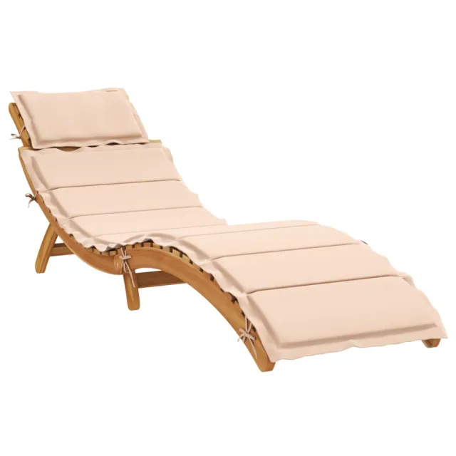 Chaises longues avec coussins lot de 2 beige bois massif acacia