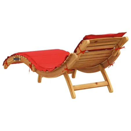 Chaises longues avec coussins lot de 2 rouge bois massif acacia