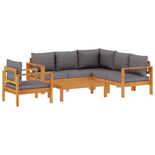 Salon de jardin avec coussins 5 pcs Bois d'acacia solide
