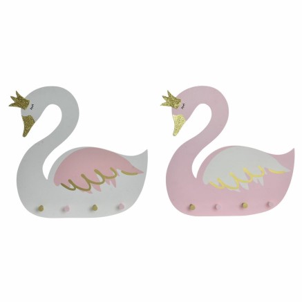 Wall mounted coat hanger DKD Home Decor Wood Children's Swan 40 x 4 x
