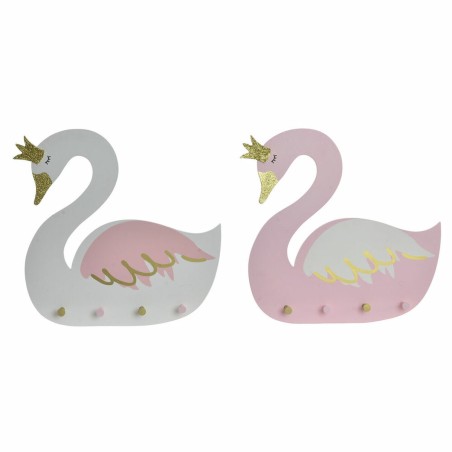 Appendiabiti da parete DKD Home Decor Legno Per bambini Cigno 40 x 4 x